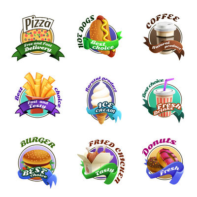 矢量标志图片素材-矢量快餐店食品卡通标志设计插画-eps格式-未来素材下载